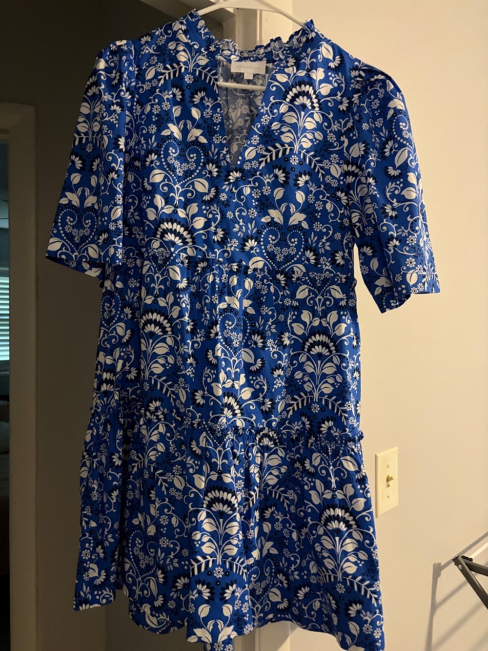 Sugarlips Blue and White Floral Ruffled Dress
